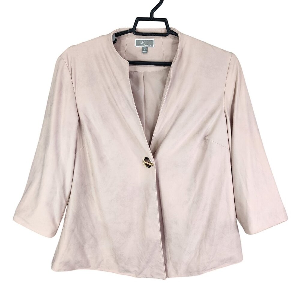 Womens Pink JM Collection Lined Blazer Jacket V Neck Gold Hardware Closure S